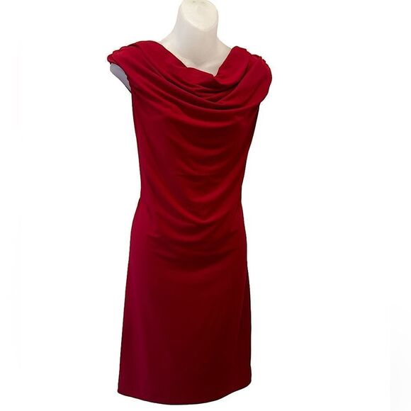 Red Midi Cowl Neck Sexy Red Charlie Tummy Control Semi Formal Dress XL - NWT - Picture 3 of 7